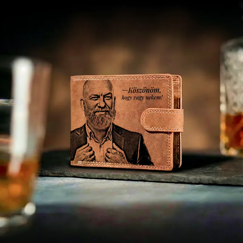 Fényképes gravírozott prémium bőr pénztárca